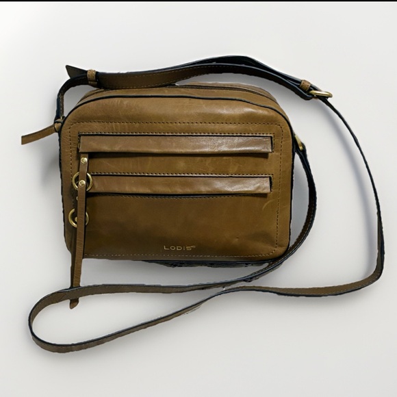 Lodis Abby Top Zip Crossbody Handbag in a chestnut brown leather finish - Picture 1 of 12
